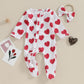Yingisfitm Baby Girl Valentines Day Outfit Love Ruffle Waffle Footie Romper Jumpsuit My First Valentines Day Onesie Clothes (Hea