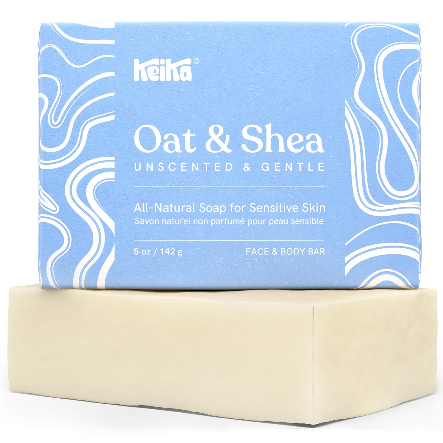 Keika Baby Soap Bar Oat & Shea Unscented For Eczema, Psoriasis, Face, Body, Infant Kids Teens Men Women With Sensitive Skin, 5 O