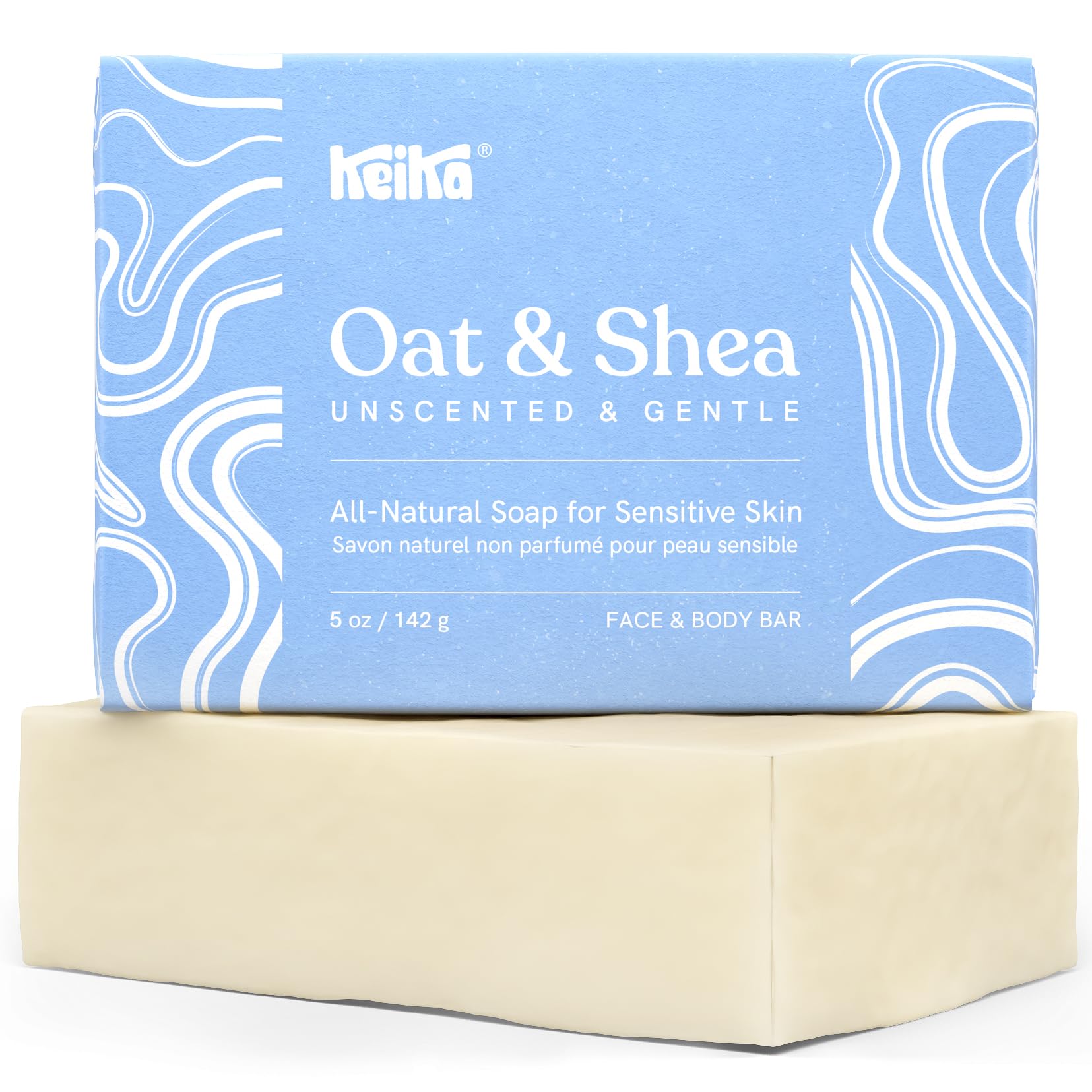Keika Baby Soap Bar Oat & Shea Unscented For Eczema, Psoriasis, Face, Body, Infant Kids Teens Men Women With Sensitive Skin, 5 O