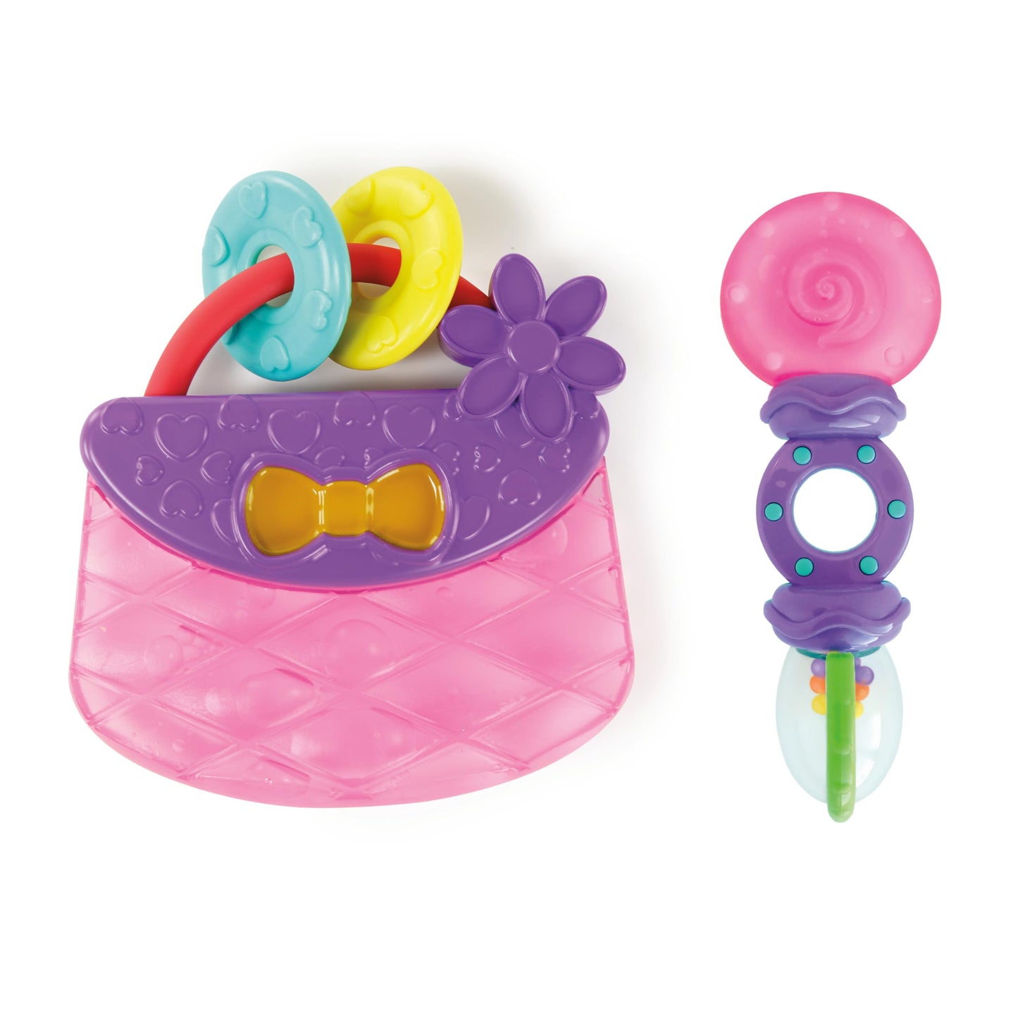 Bright Starts Everything Nice Teething Toys 9-Piece Set - BPA-Free Rattles and Chillable Teethers, Purple and Pink Baby Toys, 3