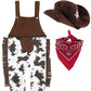 A&J Design Halloween Baby Boys' Western Cowboy Romper Sets With Scarf And Hat (12-18 Months, Brown)