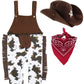 A&J Design Halloween Baby Boys' Western Cowboy Romper Sets With Scarf And Hat (6-12 Months, Brown)