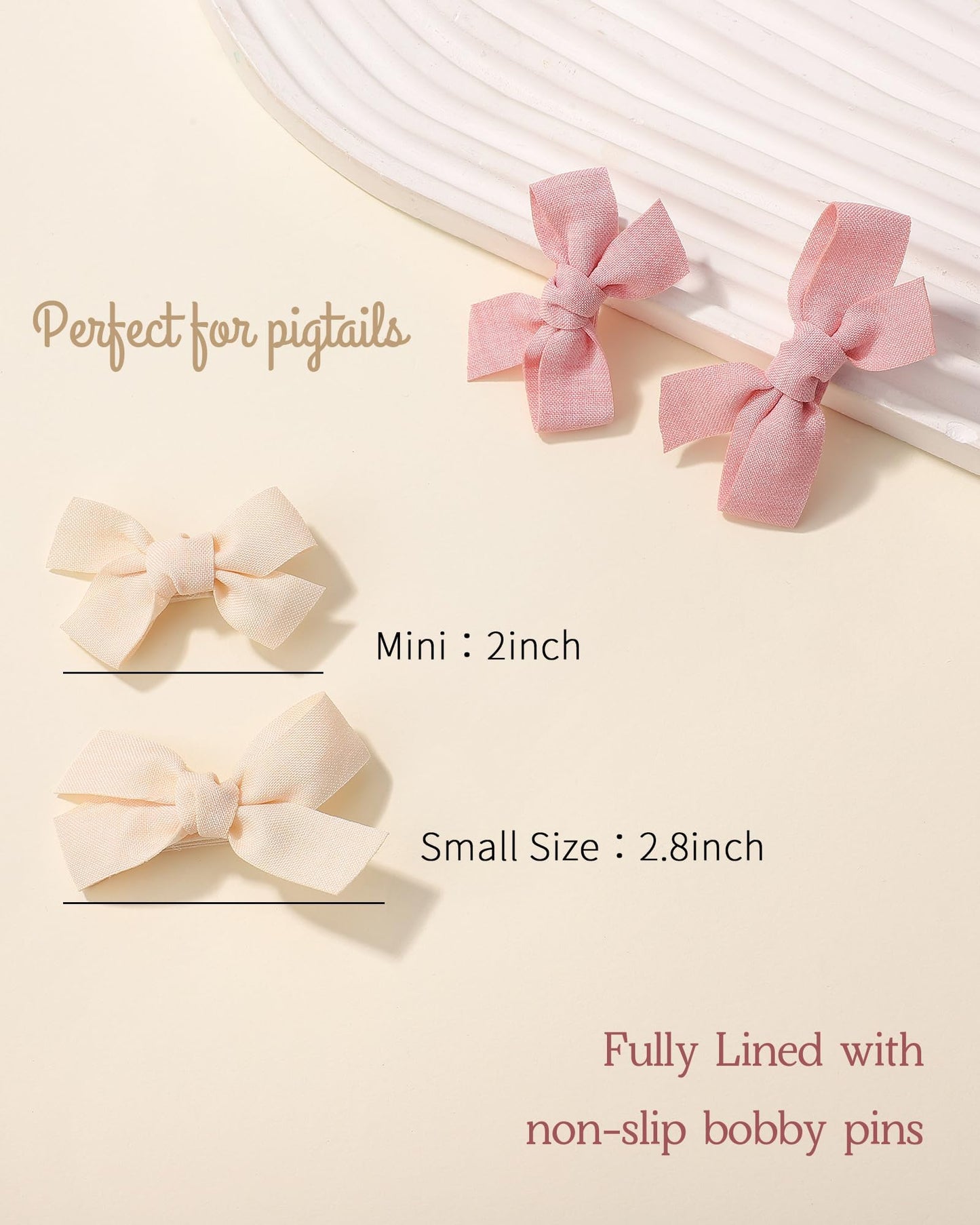 Doboi 24Pcs 2.8 ' ' Baby Hair Bows Clips Fully Lined Solid Ribbon Mini Bows For Girls Teens Infants Kids Toddlers Newborn