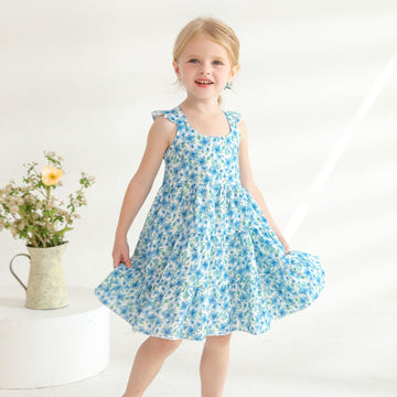 Younger Tree Toddler Baby Girl Dress Summer Outfits Flutter Sleeve Smocked Dress Kids Causal Boho Dresses Clothes (18-24 Months,