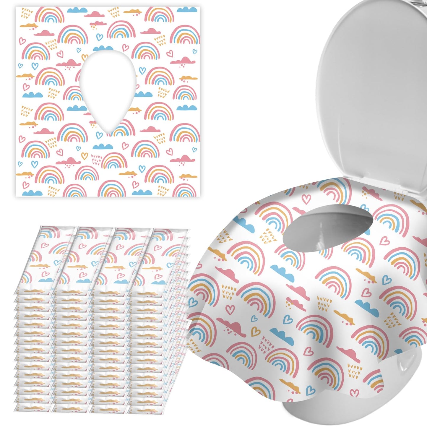 Zhoma 60 Pack Toilet Seat Covers Disposable, Extra Large No-Slip Waterproof For Toddler Potty Training, Individually Wrapped Por