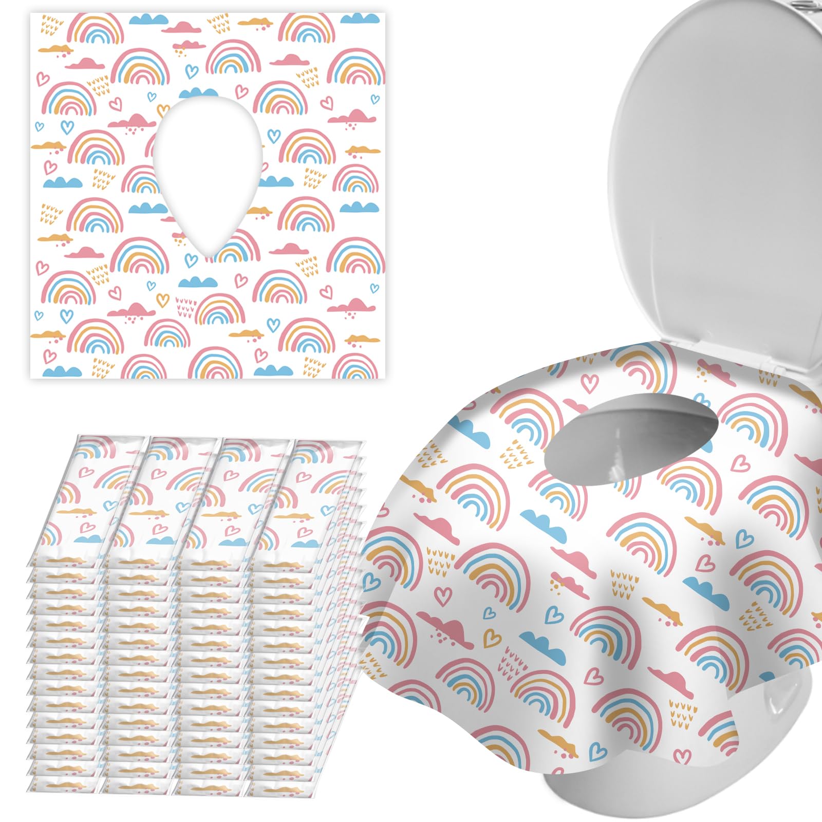 Zhoma 60 Pack Toilet Seat Covers Disposable, Extra Large No-Slip Waterproof For Toddler Potty Training, Individually Wrapped Por