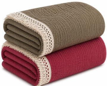 Varniya Lifestyles | 100% Organic Crinkled Muslin Cotton Baby Swaddle  UltraSoft, Hypoallergenic | 120100 cm | Taupe,Cranberry