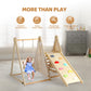 Joymor 7-In-1 Indoor Jungle Gym Foldable Climbing Set With Adjustable Swing & Secret Base Playground, Wooden Indoor Climbing Toy