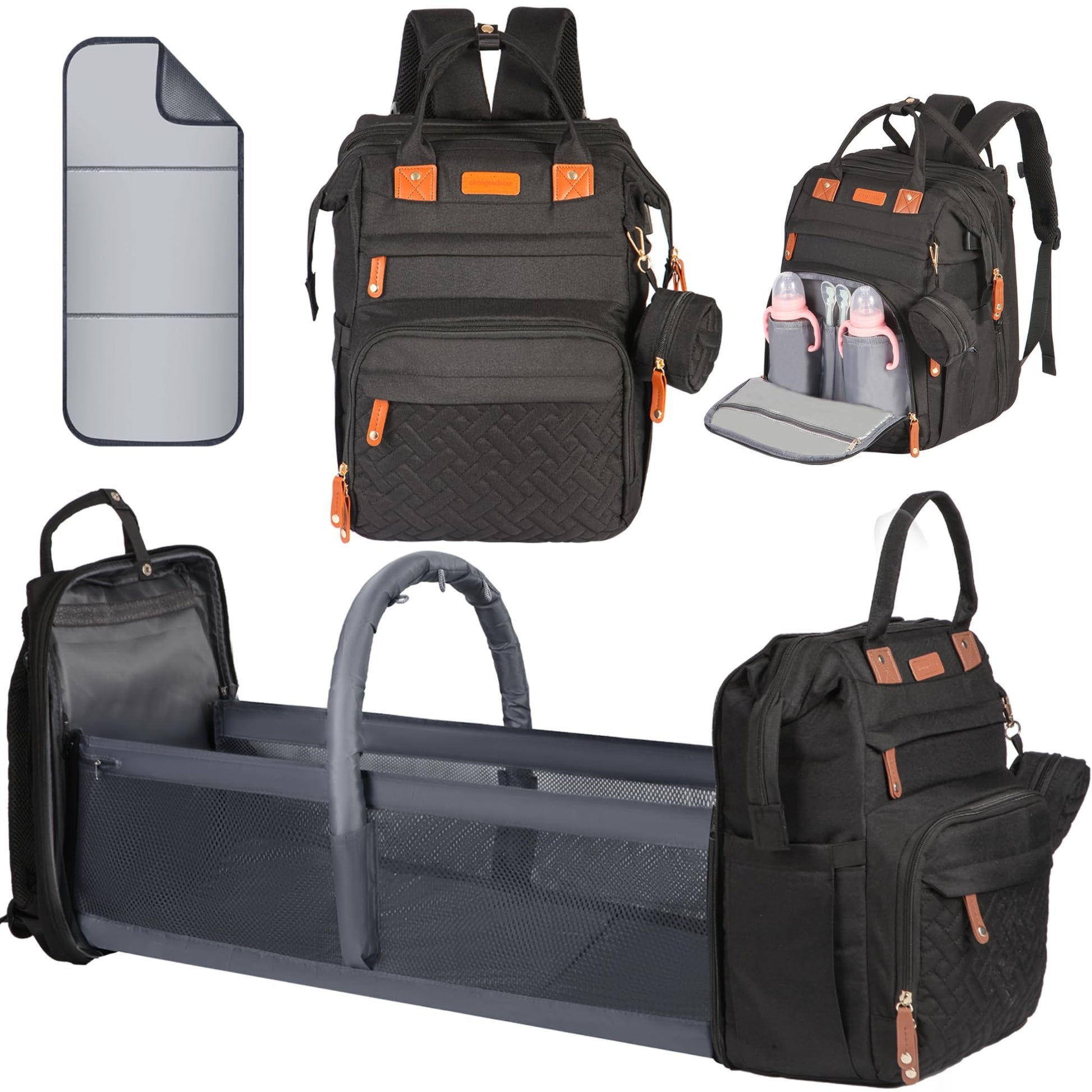 Shengmeister Diaper Bag Backpack, with Changing Table Backpack, 900D Oxford Cloth, Large Capacity Diaper Backpack, 3 in 1 Multif