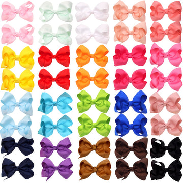 Joyoyo 40Pcs 3' Hair Bows Alligator Clips Grosgrain Ribbon Big Bows Clips For Girls Toddlers Kids Children 20 Colors In Pairs