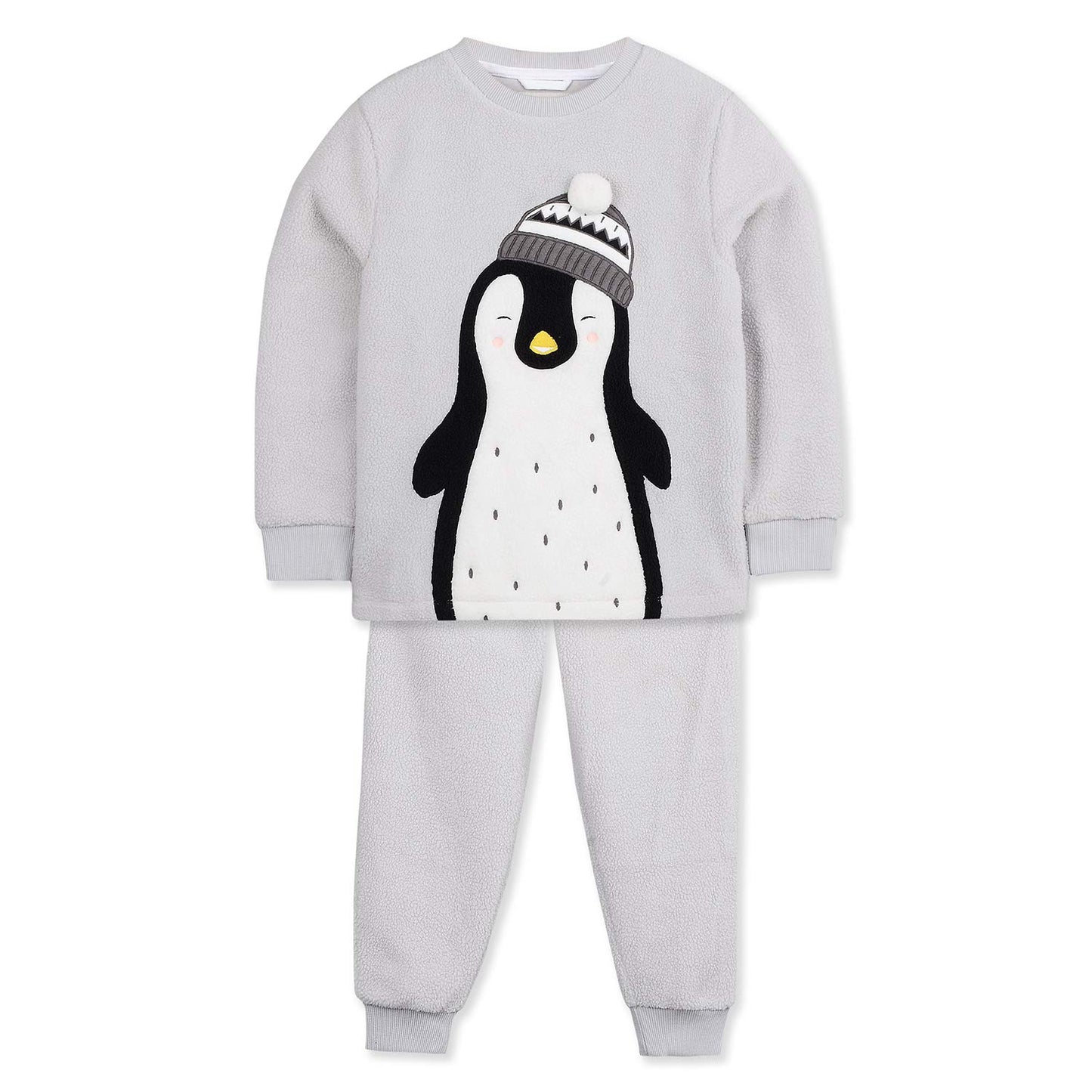 Cherry Crumble Grey Applique Cotton Blend Full Sleeves Round Neck Night Wear Regular Fit Applique Winter Nightsuit for Boys and 