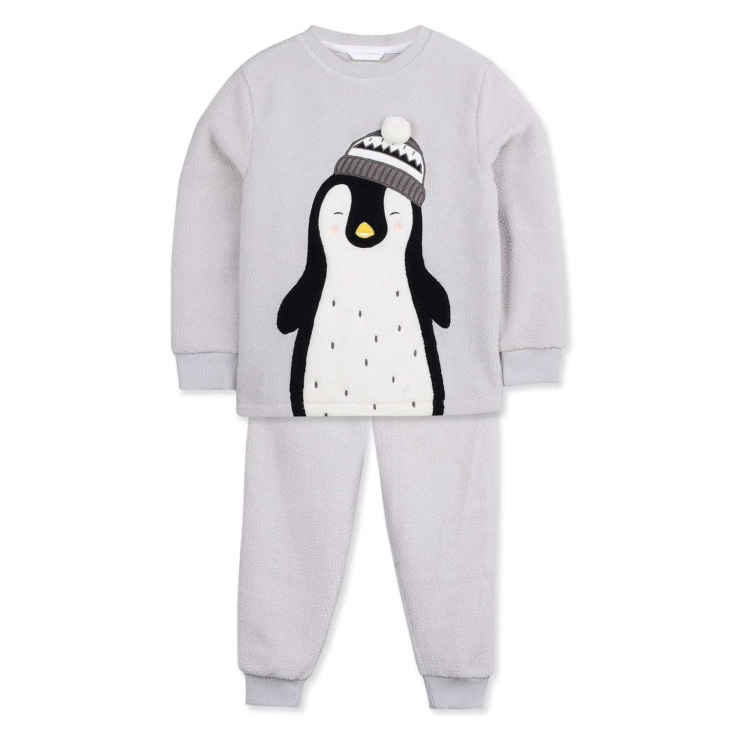 Cherry Crumble Grey Applique Cotton Blend Full Sleeves Round Neck Night Wear Regular Fit Applique Winter Nightsuit for Boys and 
