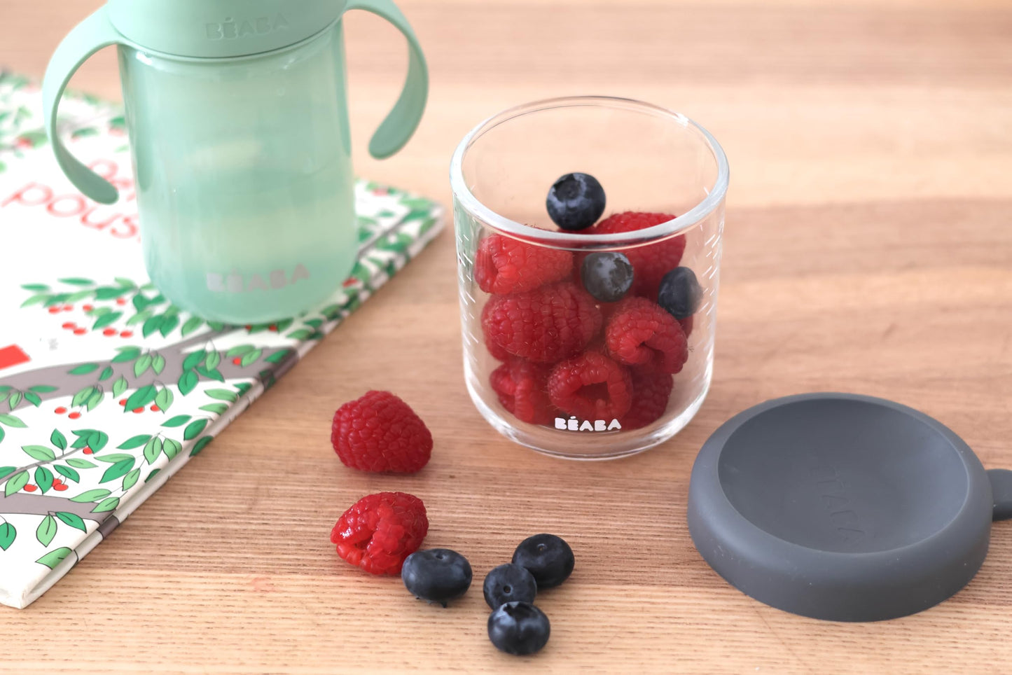 Beaba 8 Oz Glass Baby Food Jars With Soft Silicone Air Tight Lids, Glass Storage Containers With Lids, Microwave And Freezer Saf