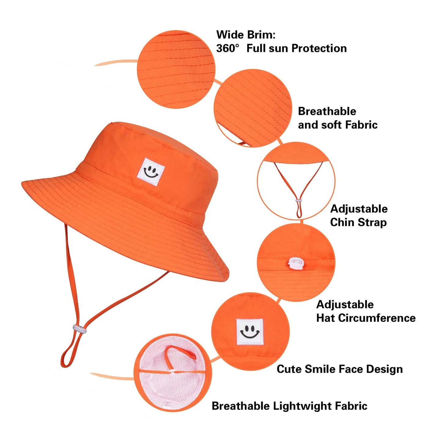 Maxnova Baby Bucket Hats 0-6 Months Orange