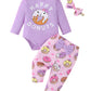 Baby Girl Clothes Gifts Outfits Spring Fall Winter Long Sleeve Romper And Pant Set Purple Donut 6-12 Months