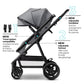 Mompush Meteor2 Baby Stroller 2-In-1 With Bassinet Mode, Compatible With Infant Car Seat Adapter Included, Full-Size Bassinet St