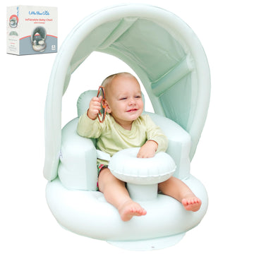 Inflatable Baby Seat For 3-36 Months W/Built-In Pump & Detachable Canopy, Sit Me Up Floor Seat For Baby W/Safety Straps, Inflata