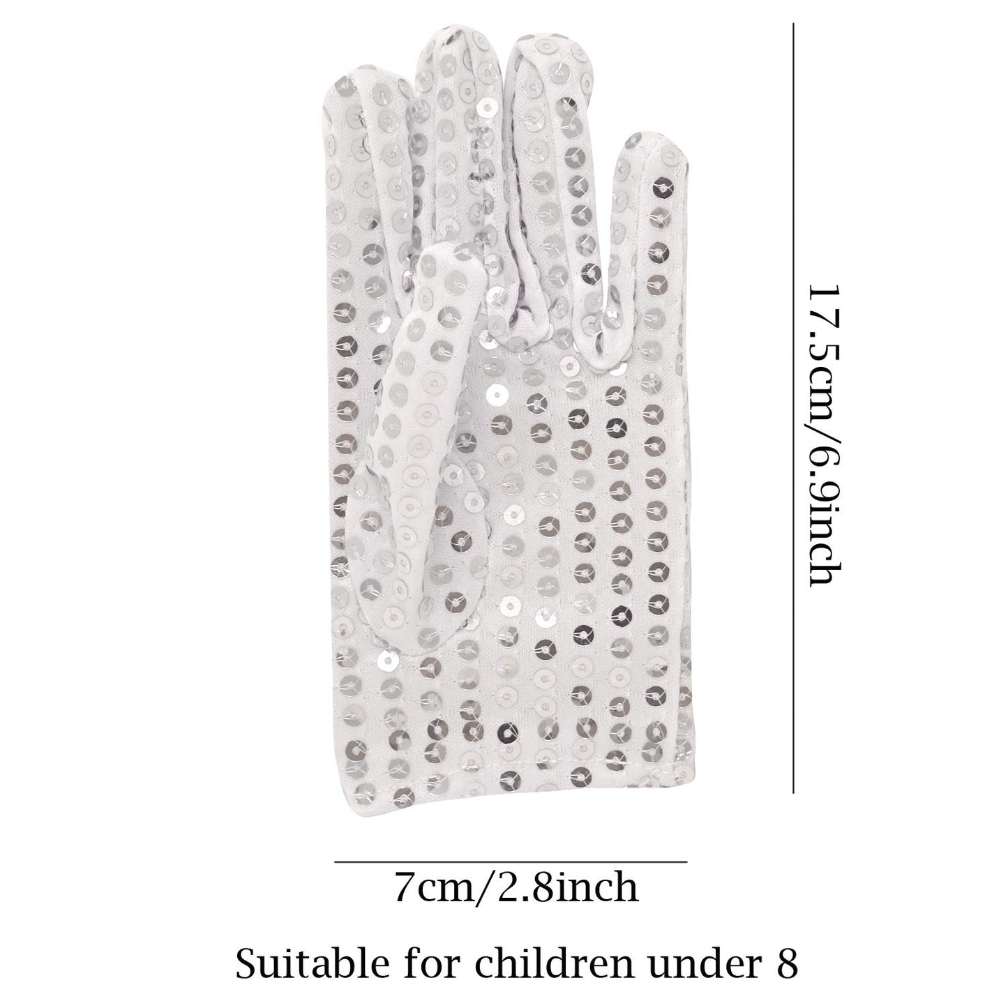 Honbay Silver Sparkling Sequin Gloves Costume Gloves Dance Performance Gloves - For Kids Under 8 Years Old