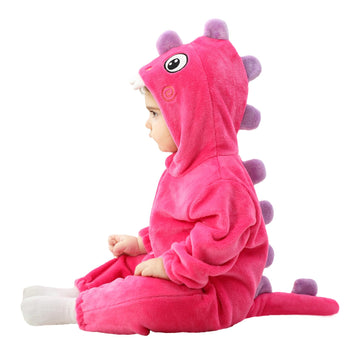 Tonwhar Unisex Baby Animal Halloween Costume Kid'S And Toddler'S Autumn Winter Outfits Jumpsuit(4-5T,Rose Dino)