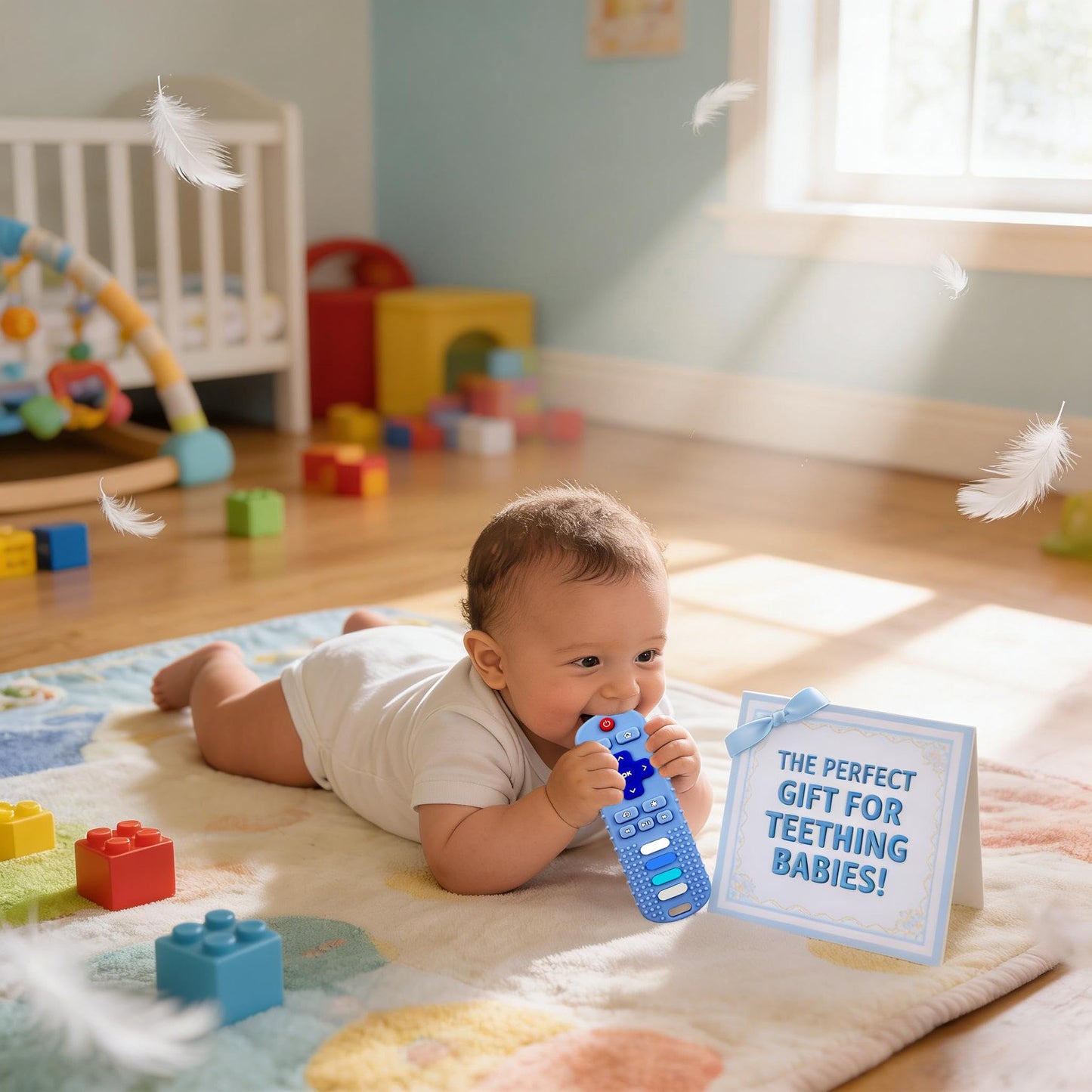 Silicone Baby Teething Toys for Babies 3 6 18 24 Months,Baby Silicone Chew Toys,Remote Control Shape Teething Toys,BPA Free (L-B