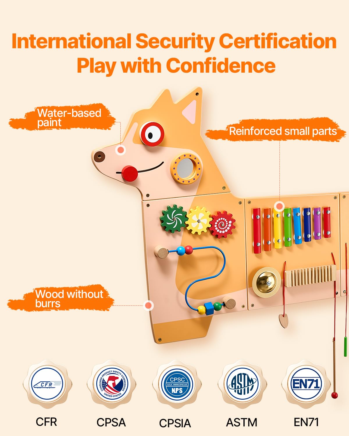 VEVOR Dog Activity Busy Board Wall, 12 Wall Activities Board, Montessori Sensory Wall Panel for Kids 3-12 Years, Sensory Wall Ac