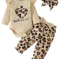 Newborn Infant Baby Girl Clothes Fall Winter Outfits Long Sleeve Clothing Onesie Pant Set Gifts 18-24 Months Ecru Leopard