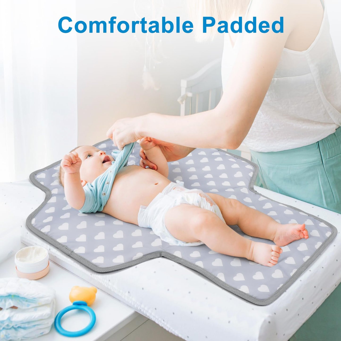 Accmor Portable Diaper Changing Pad, Waterproof Baby Changing Mat, Foldable Travel Diaper Changing Pads For Baby, Baby Essential