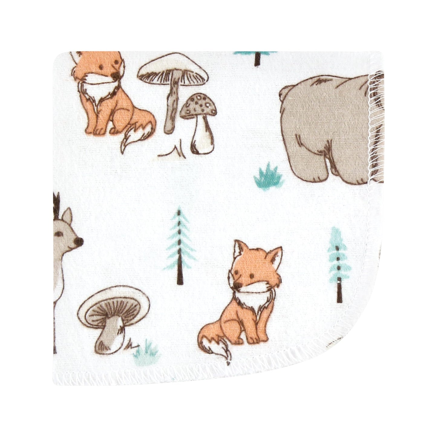 Hudson Baby Unisex Baby Flannel Washcloths, Neutral Woodland Pals 12Pk, One Size
