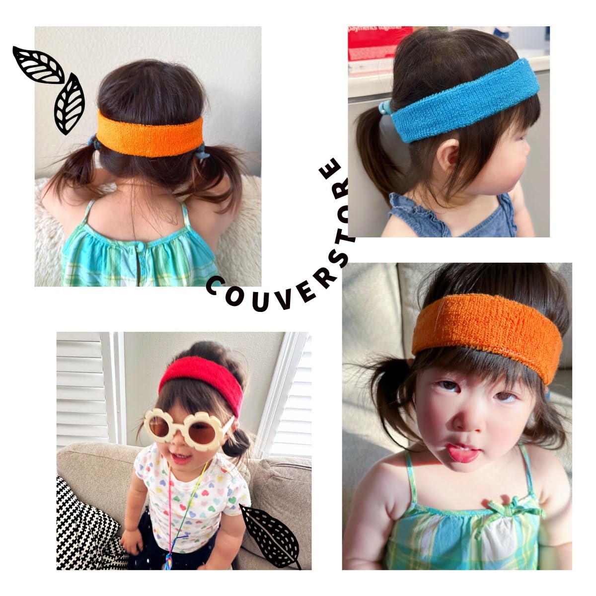 Couver Baby Infant Sky Blue Terry Solid Color Headband/Terry Cloth Head Band - 4 Pieces