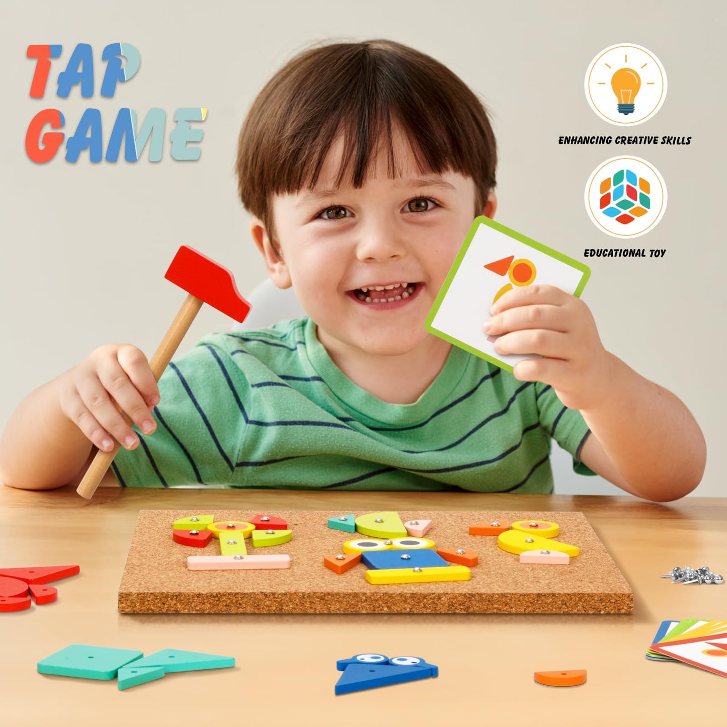 TOOKYLAND Fine Motor Toys, Toy Hammer and Nails Game is Montessori Toys That Exercise Childrens Hands-on Skills and Develop The