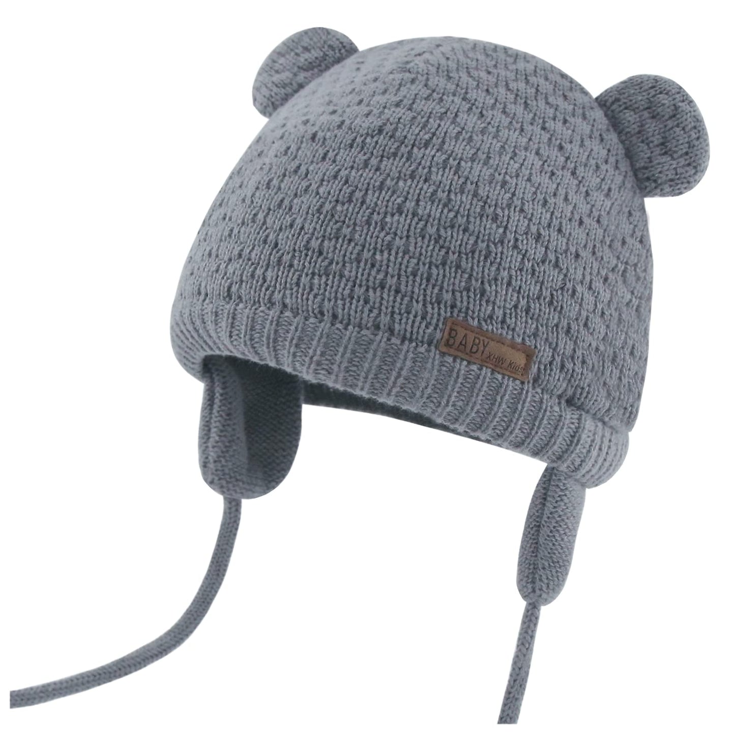 Duoyeree Kids Baby Hat Soft Warm Cable Knit Beanie Toddler Girl Fall Winter Hats(Dark Grey,0-6 Months)