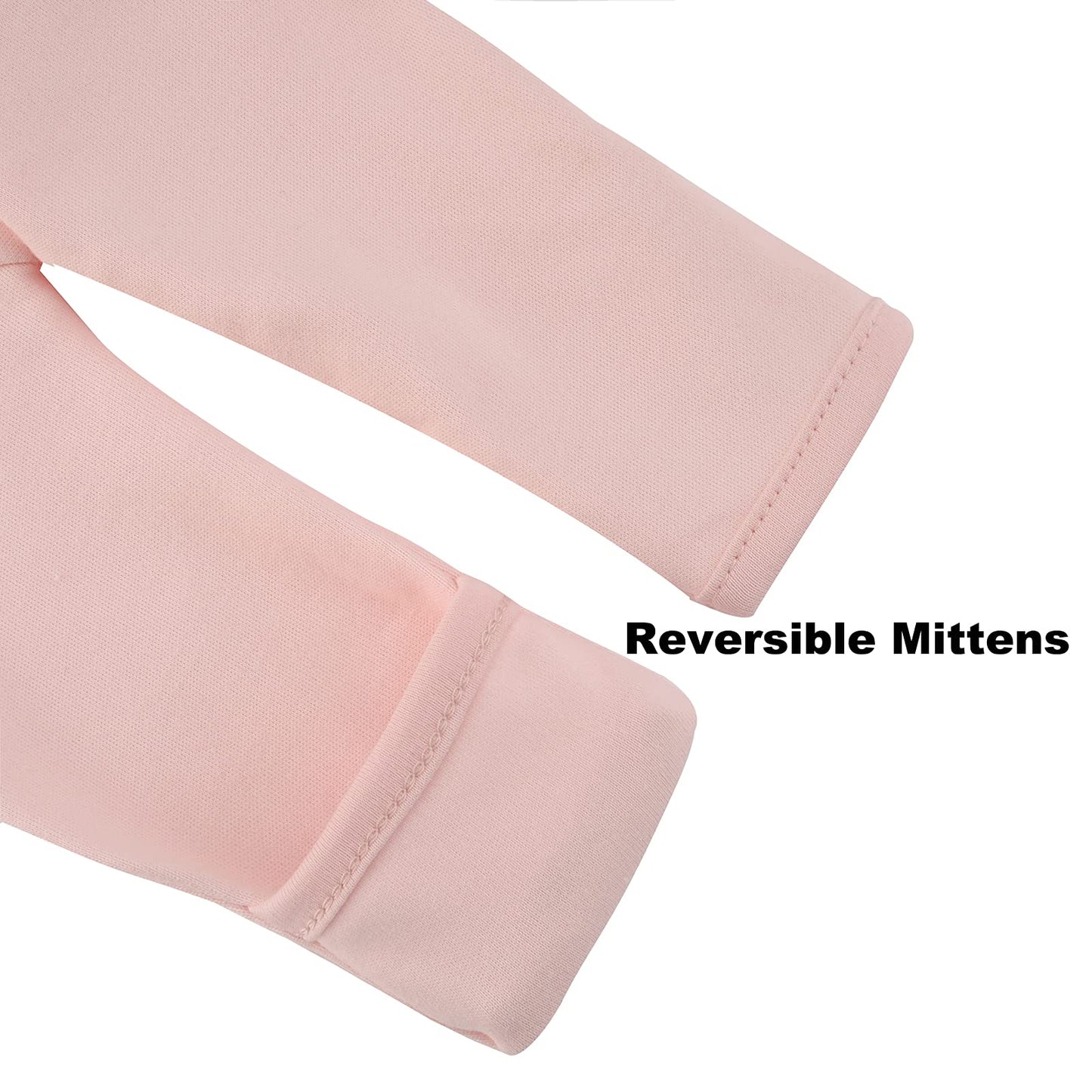 Aablexema Baby Girls Footed Pajamas With Mitten Cuffs - Newborn Infant 2 Ways Zipper Cotton Footie Pjs(Pink,3-6M)