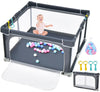 INFANS Baby Playpen, 50x50 Foldable Large Playard for Toddlers With Gate, Soft Visible Mesh, Indoor Outdoor Kids Activity Ce