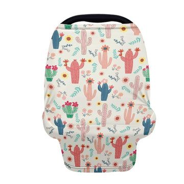 Biyejit Colorful Cactus Baby Car Seat Canopy Cover | Breathable & Stretchy Multi Use Cover for Breastfeeding, Nursing, High Chai