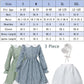 Fccam Prairie Dresses For Girls Pioneer Costume 19Th Century Long Sleeves Colonial Dress Blue L Age Over 4 Years Old