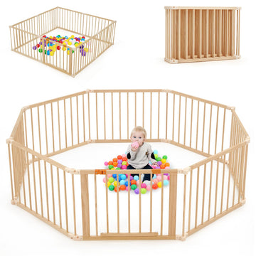 Wooden Baby Playpen 74     74    Playpen for Babies and Toddlers, Foldable Wooden Play Yard with Gate Safety Play Yard with Lock