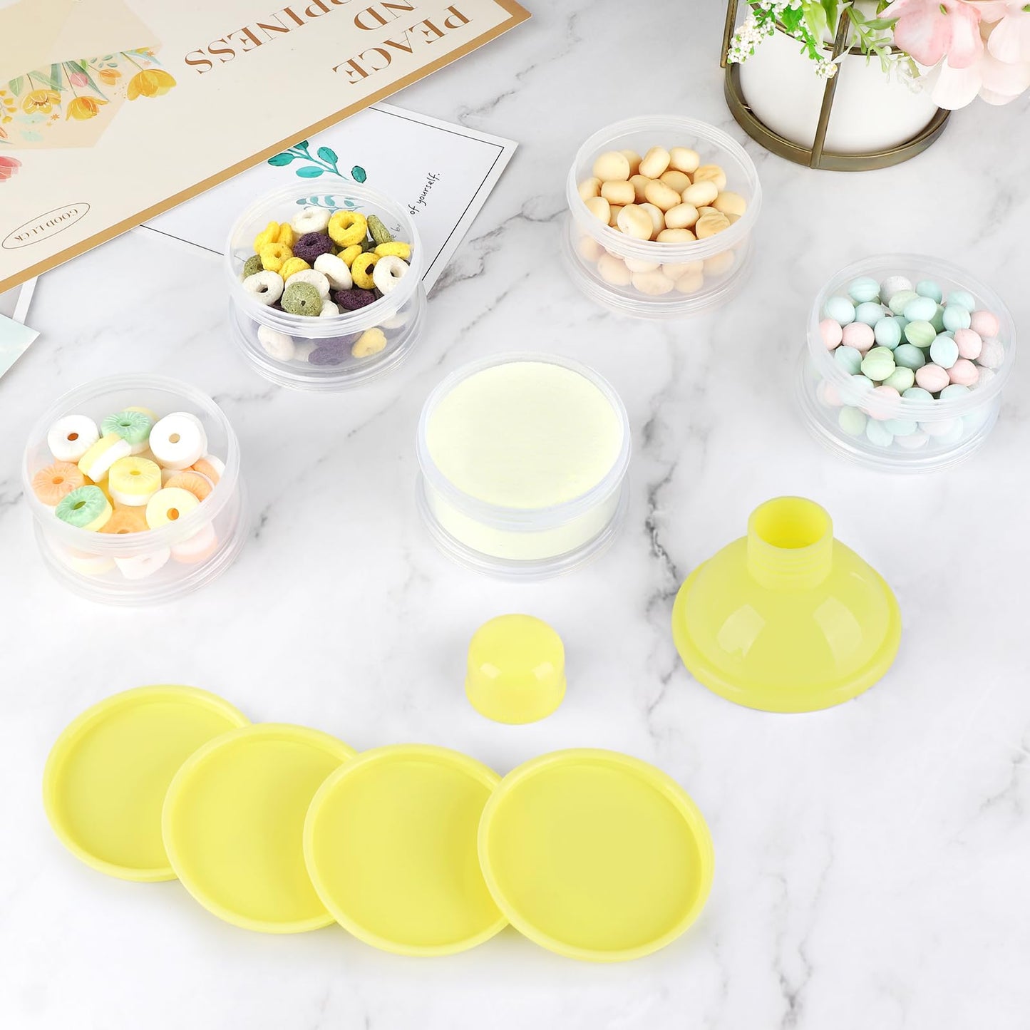 Accmor Formula Dispenser On The Go, 5 Compartments Stackable Formula Container For Travel, Baby Milk Powder Kids Snack Container