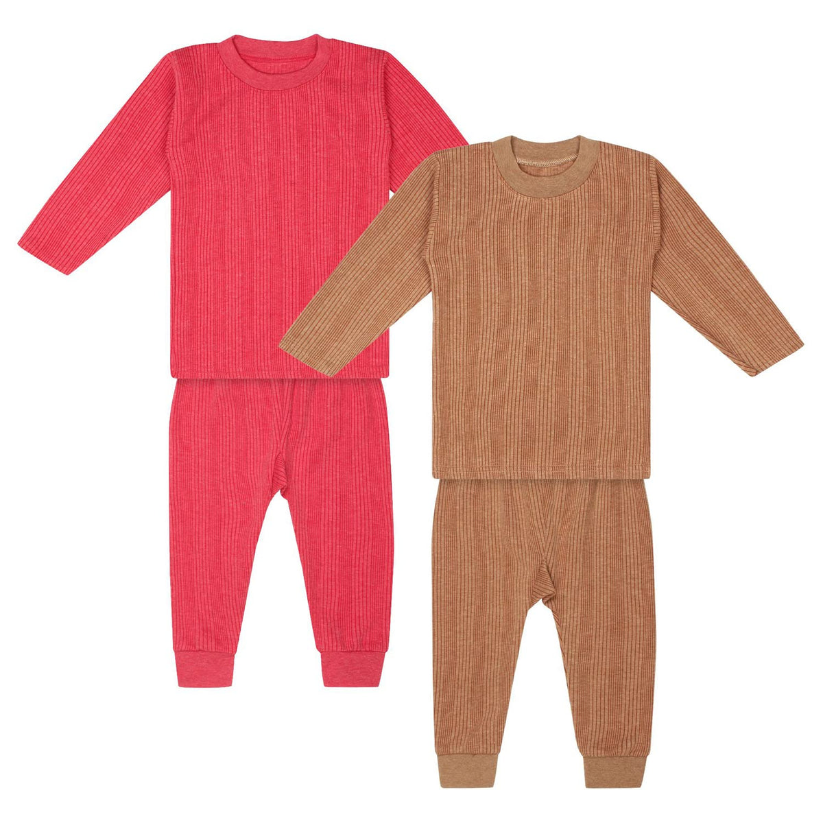 Superminis Newborn Boys/Girls Bright Color Round Neck T Shirt Style Thermal Top And Pyjama Set For Winter (03 Months, Pack Of 2