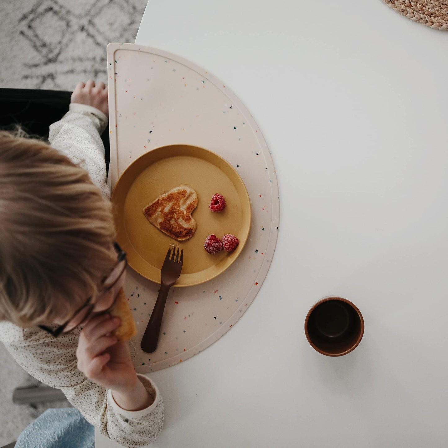 Mushie Silicone Placemat For Kids | Bpa-Free Non-Slip Design (Vanilla Confetti)