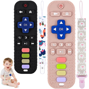 2 Pack Silicone Baby Teething Toys,baby Remote Control Toy,Remote Teether for Babies 3-24 Months,Baby Remote Teething Toys,Teeth