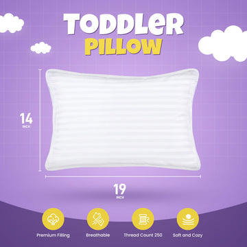 Utopia Bedding Toddler Pillow (White, 2 Pack), 14X19 Small Pillow For Kids, Soft And Breathable Cotton Blend Shell, Polyester Fi