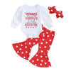 Twopumpkin My First Valentines Day Baby Girl Outfit Infant Daddys Valentines Onesie Newborn Bell Bottoms Valentines Clothes (Mom