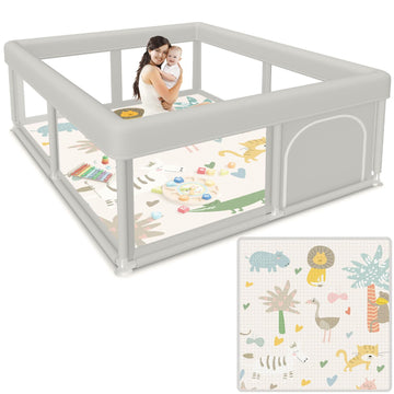 besuhot Baby Playpen 50x50 Inch Baby Playpen with Mat, Play Pen for Babies and Toddlers, Playard with Gate, Sturdy Safety Fence,