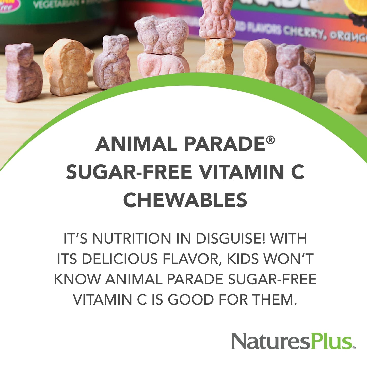 Naturesplus Animal Parade Sugar-Free Children'S Vitamin C, Natural Orange Juice Flavor - 90 Chewable Animal Shaped Tablets, Pack