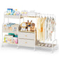 BBLIKE Diaper Caddy Organizer with Hanging Rack - 3 Tier Rolling Utility Cart with Drawers and Dividers for Baby Bottle Storage 