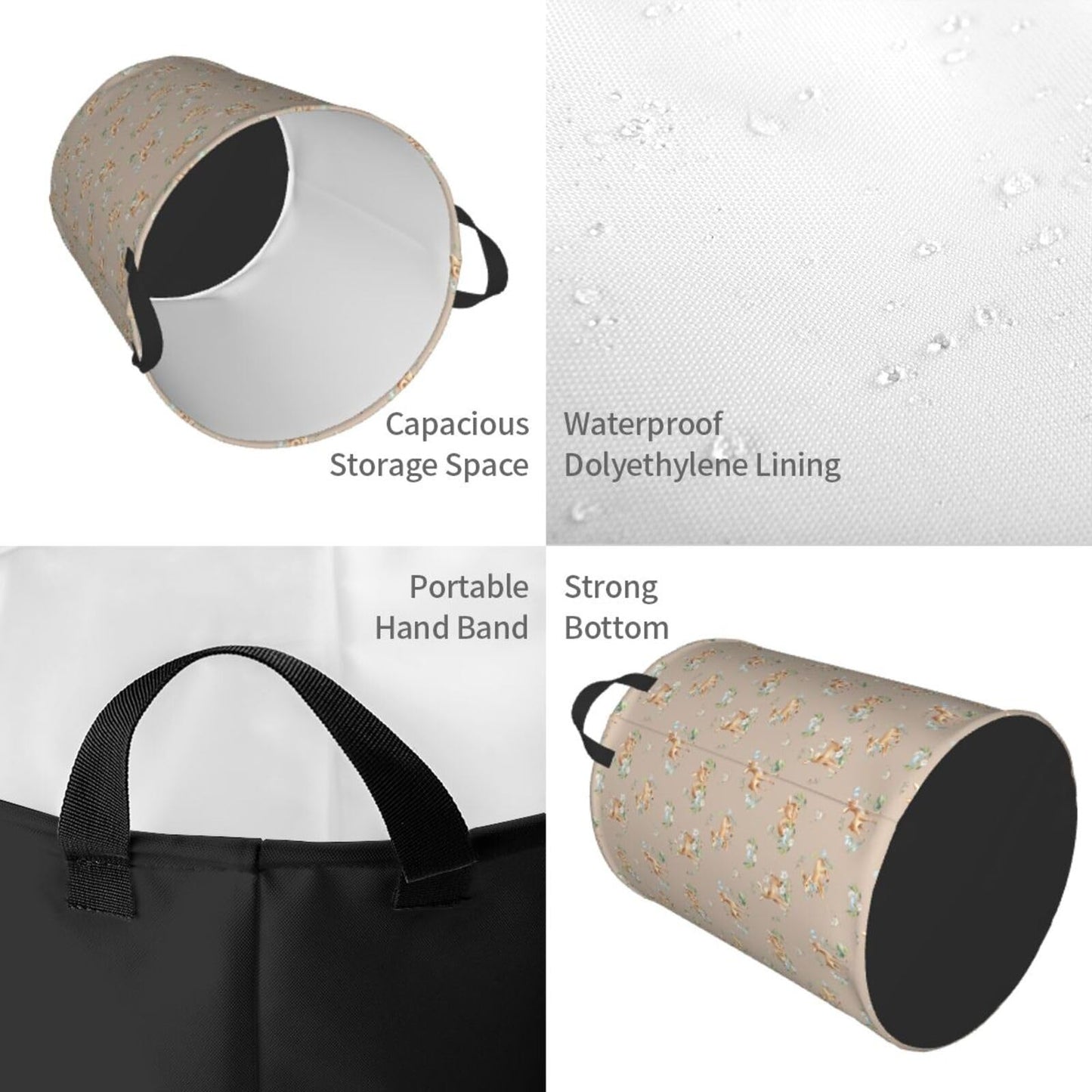 Gbuzozie Watercolor Baby Deers Animal Round Laundry Hamper Storage Basket Toys Clothes Organizer Bin For Home Bathroom Bedroom D