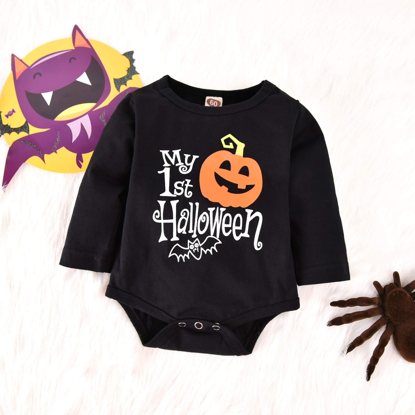 Unutiylo Newborn Baby Boy Clothes My First Halloween Pumpkin Boudsuit Romper Black Stripes Long Sleeve Pants Hat 3Pcs Outfits Se