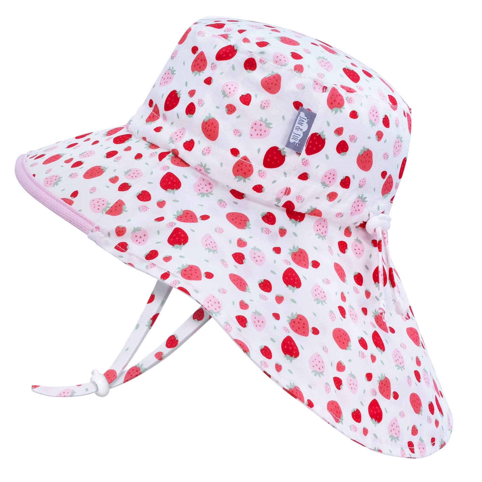 Jan & Jul Grow-With-Me Wide Brim Cotton Girls Sun-Hat For Toddler (L: 2-5 Years, Strawberry)