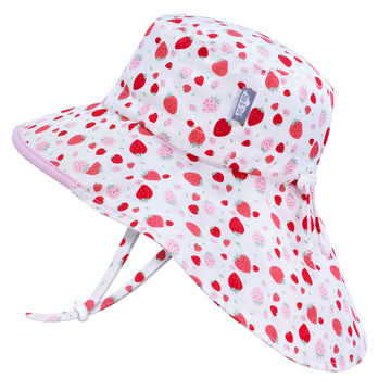 Jan & Jul Grow-With-Me Wide Brim Cotton Girls Sun-Hat For Toddler (L: 2-5 Years, Strawberry)