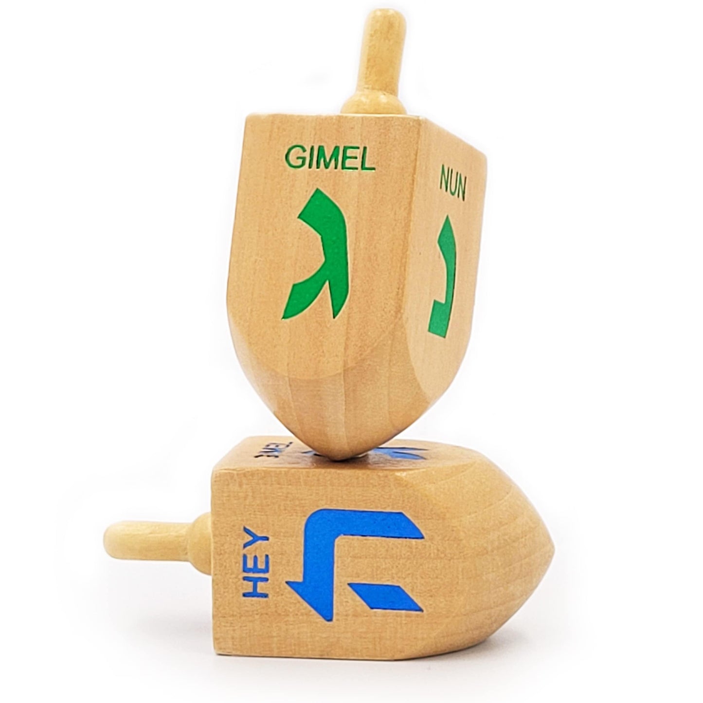 The Dreidel Company Hanukkah Dreidel 4 Extra Large Wooden Dreidels Hand Painted - Includes Game Instruction Cards- (4-Pack Xl Dr